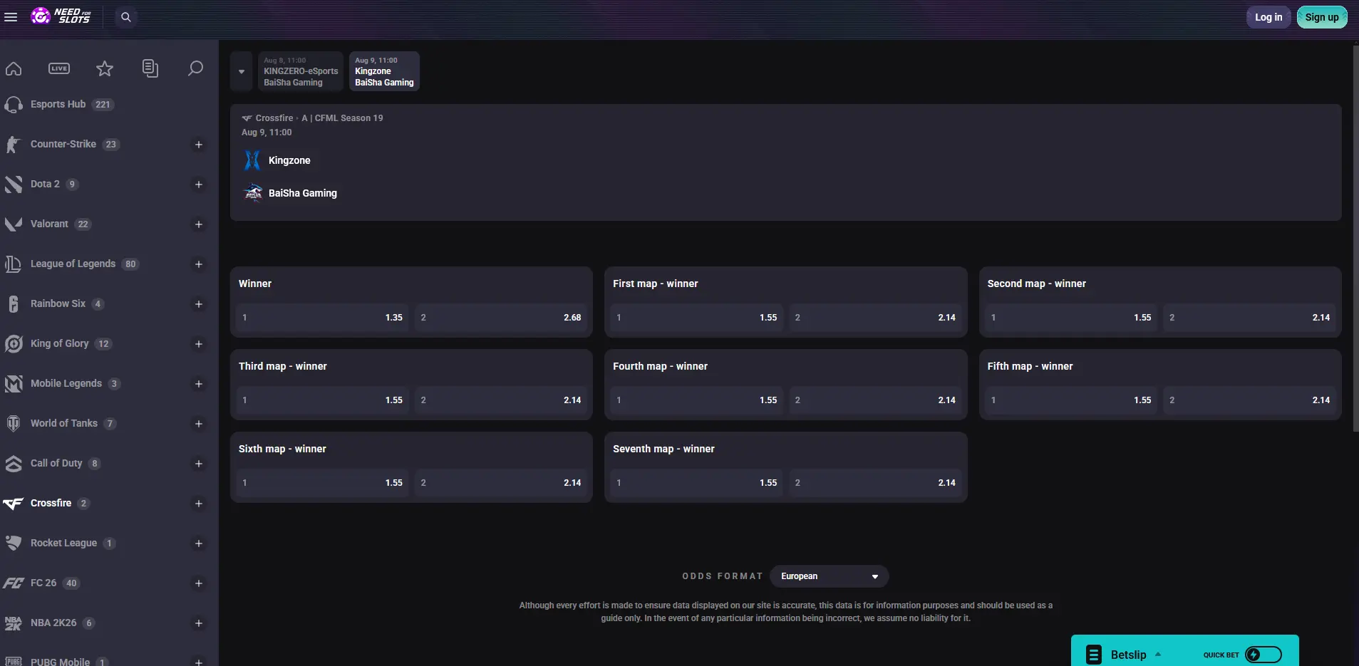 Needforslots Crossfire Wettangebot für die CFS World Championship