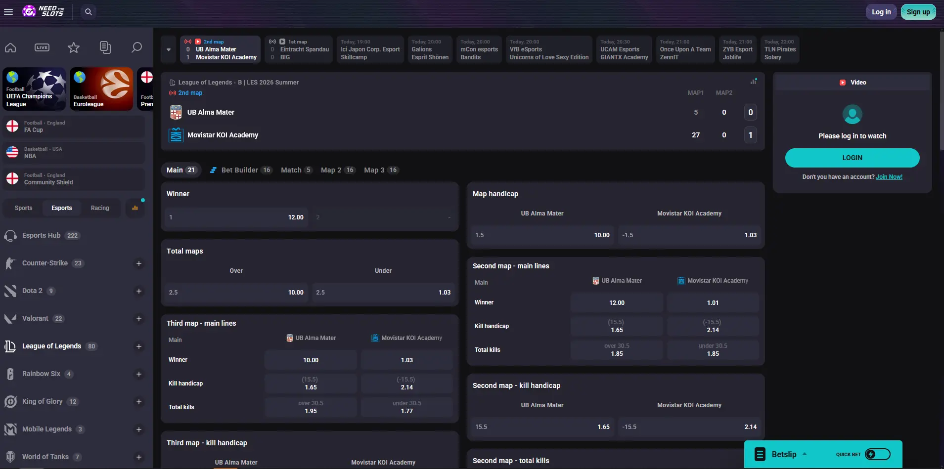 Needforslots League of Legends Quoten für Worlds und LEC