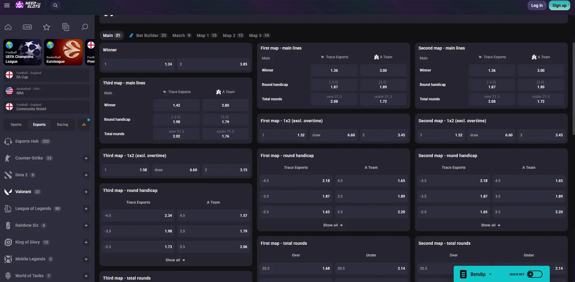 Needforslots Valorant Quoten für VCT Champions und VCT Masters